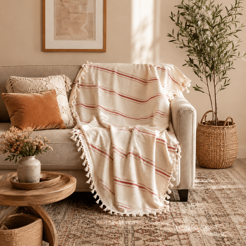 Quiet Label Denizli 100% Cotton Bed Throws &  Blankets