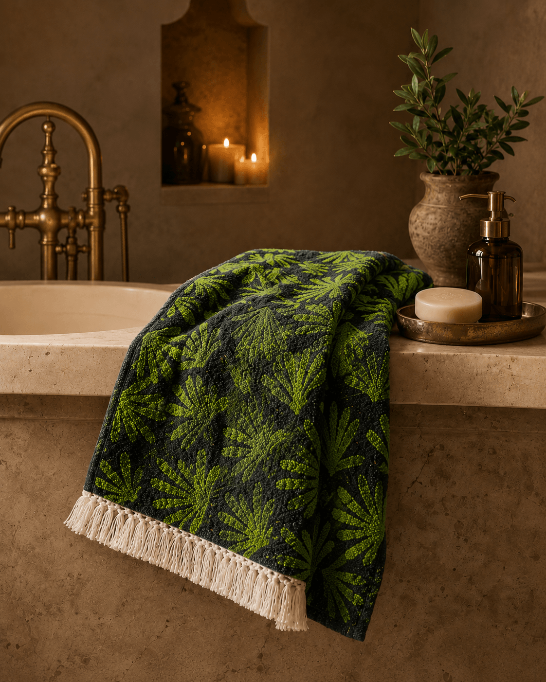 Imperial Palm Jacquard Royal Green