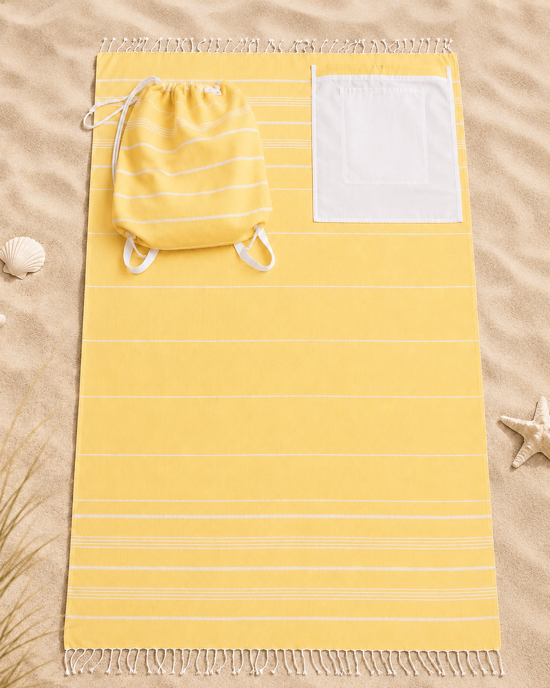 The Denizli Peshtemal Backpack Towel Sunbeam Yellow