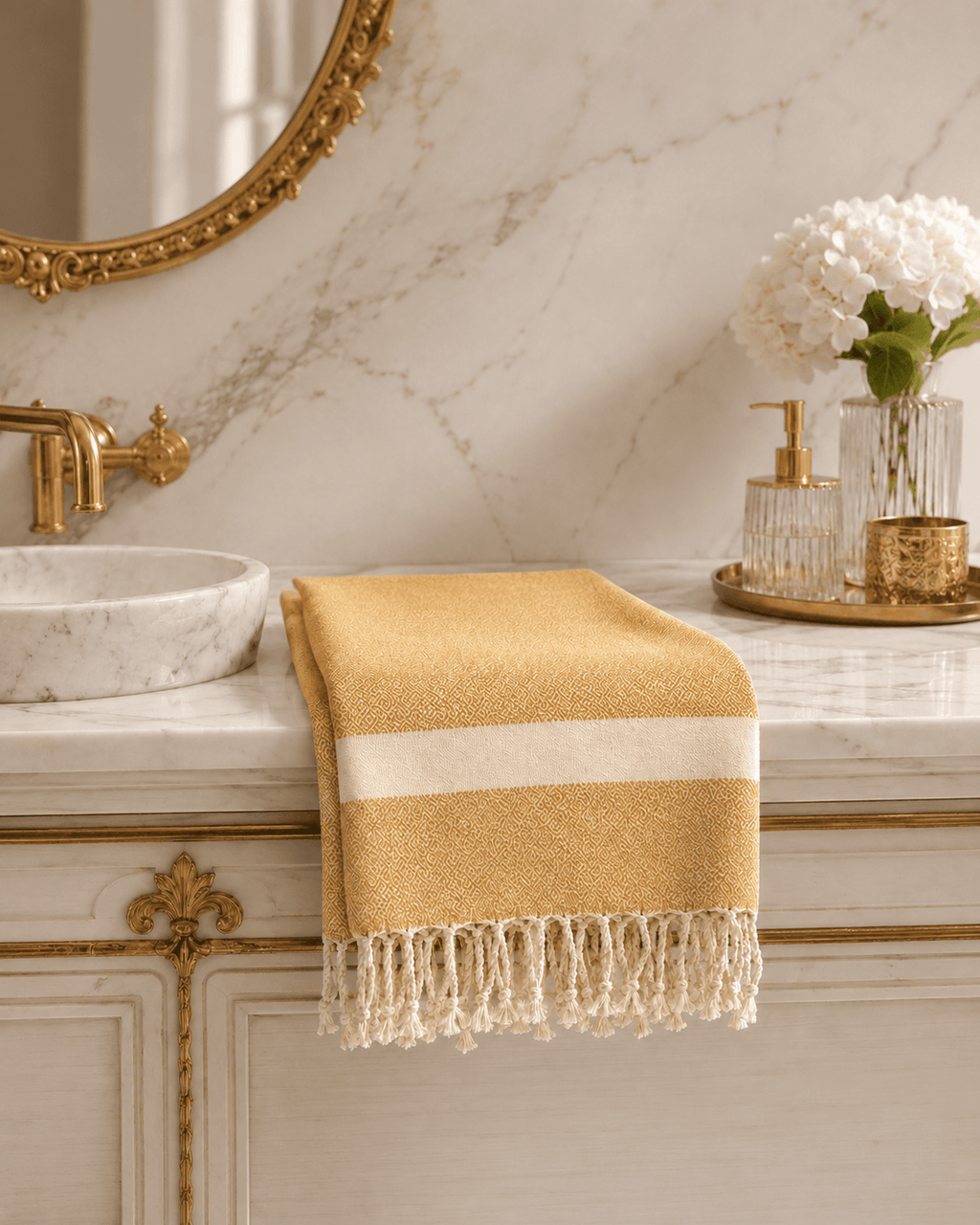 The Denizli Sultana Diamond Peshtemal Golden Sand Beach Towel