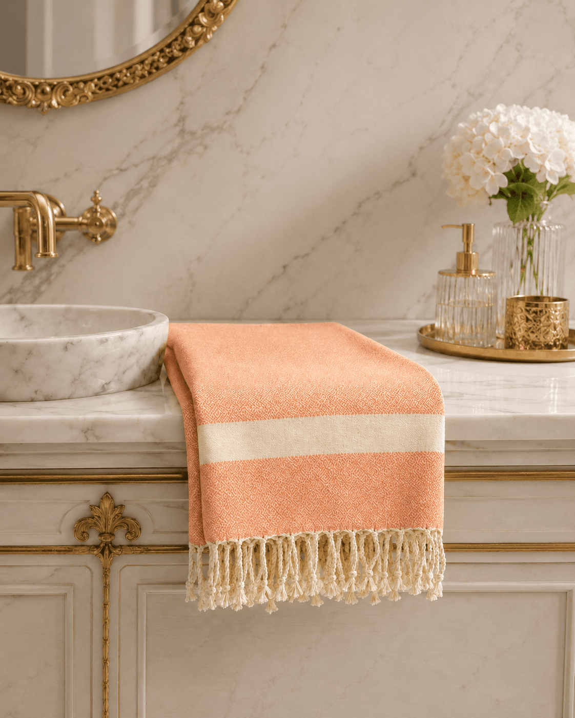 The Denizli Sultana Diamond Peshtemal Peach Sorbet