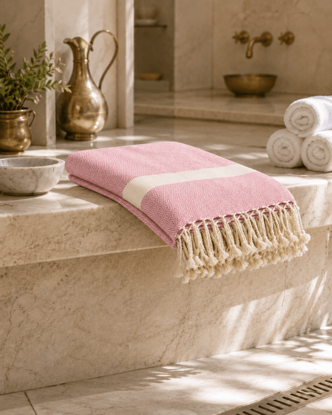 The Denizli Sultana Diamond Peshtemal Blush Rose