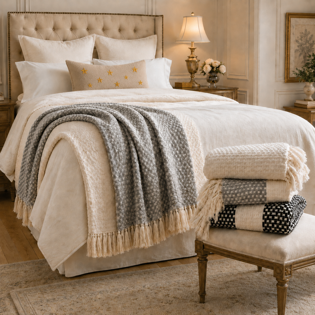 Quiet Label Denizli 100% Cotton Bed Throws &  Blankets
