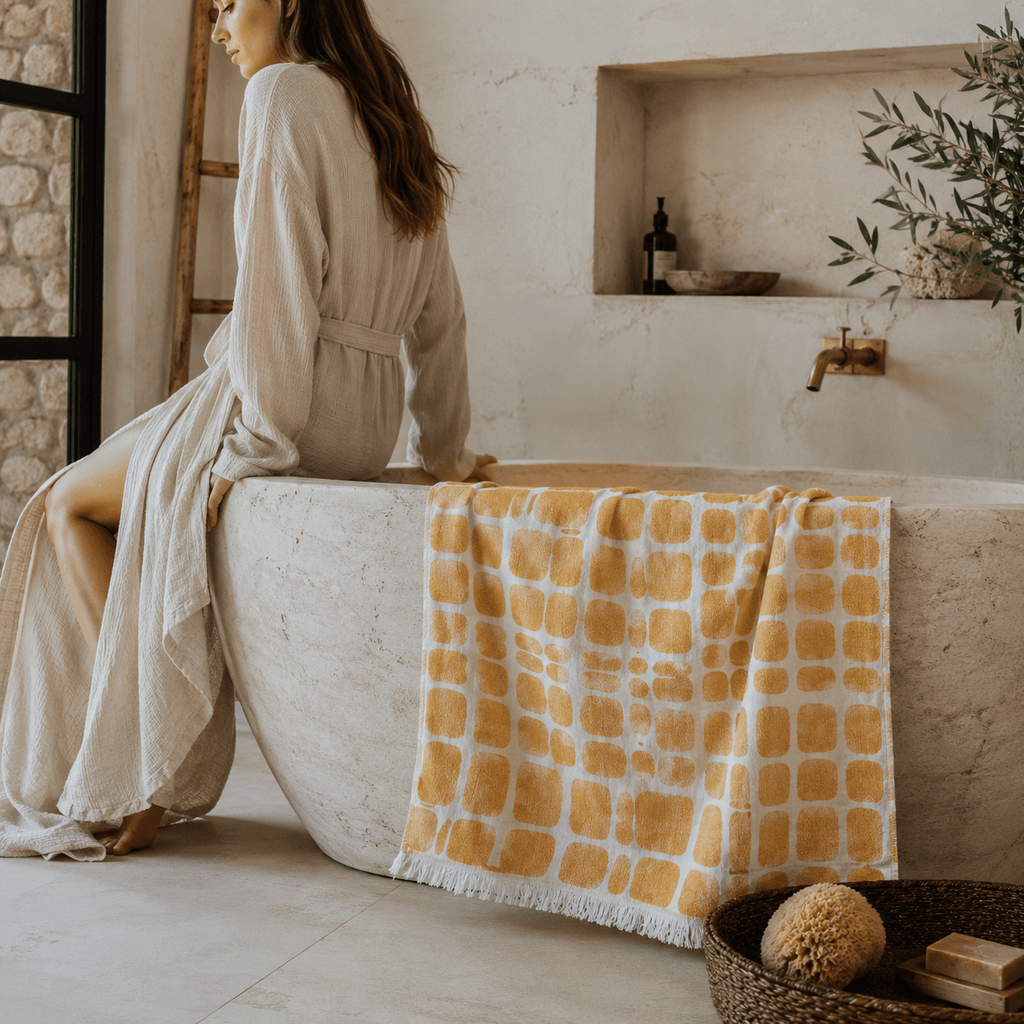 Aegean Tiles Premium Jacquard Peshtemal OEKO-TEX® Beach Towel