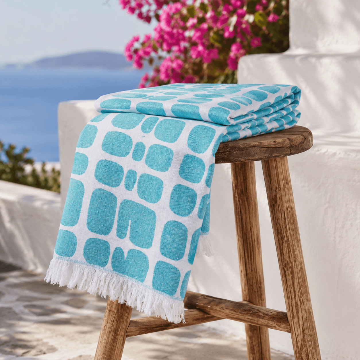 Aegean Tiles Premium Jacquard Peshtemal OEKO-TEX® Beach Towel