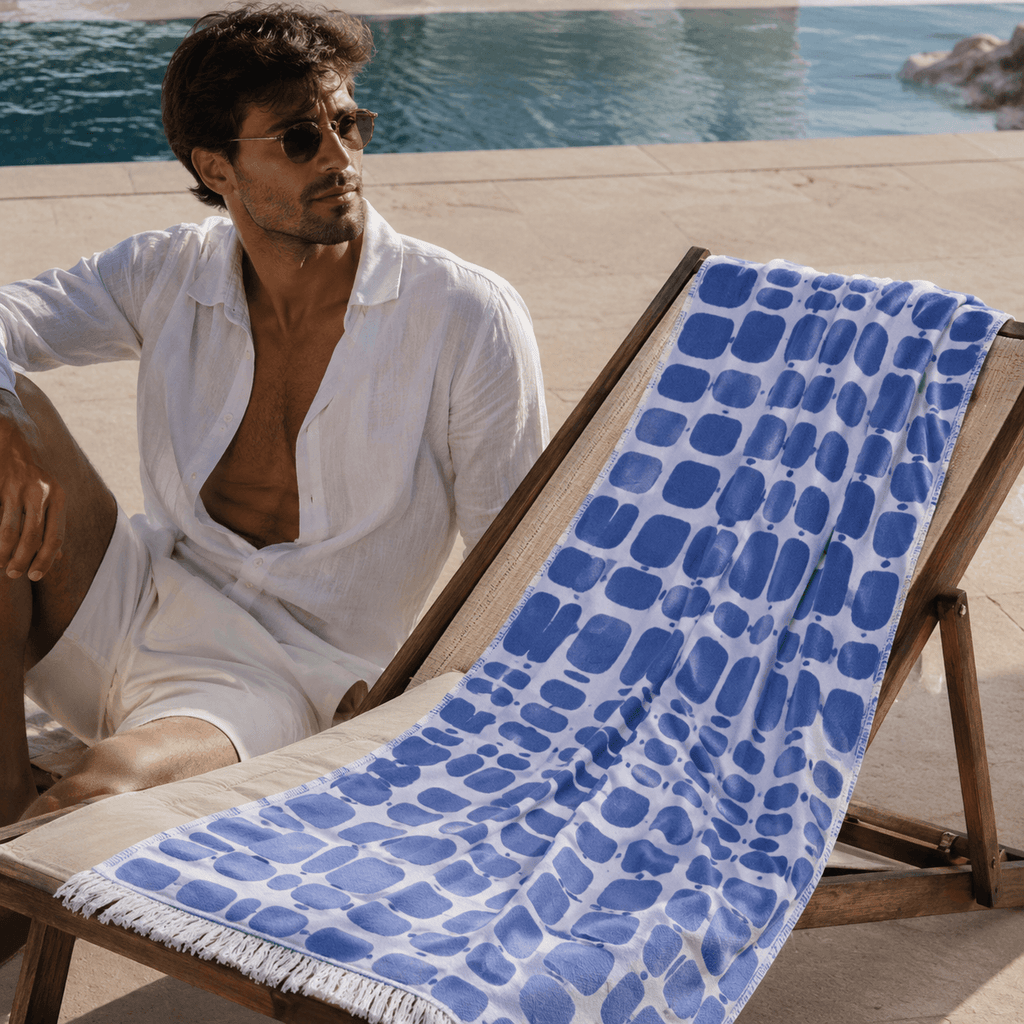Aegean Tiles Premium Jacquard Peshtemal OEKO-TEX® Beach Towel