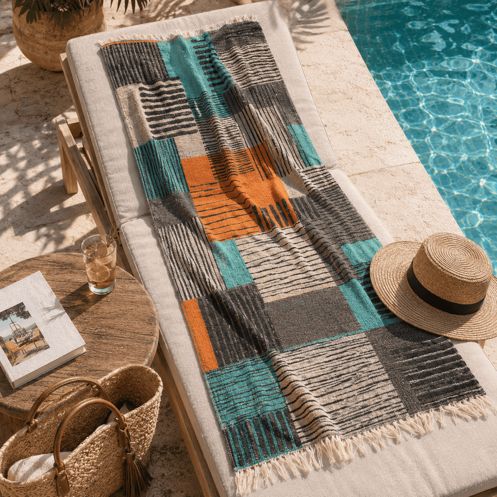 Modern Mosaic Premium Jacquard Peshtemal OEKO-TEX® Beach Towel