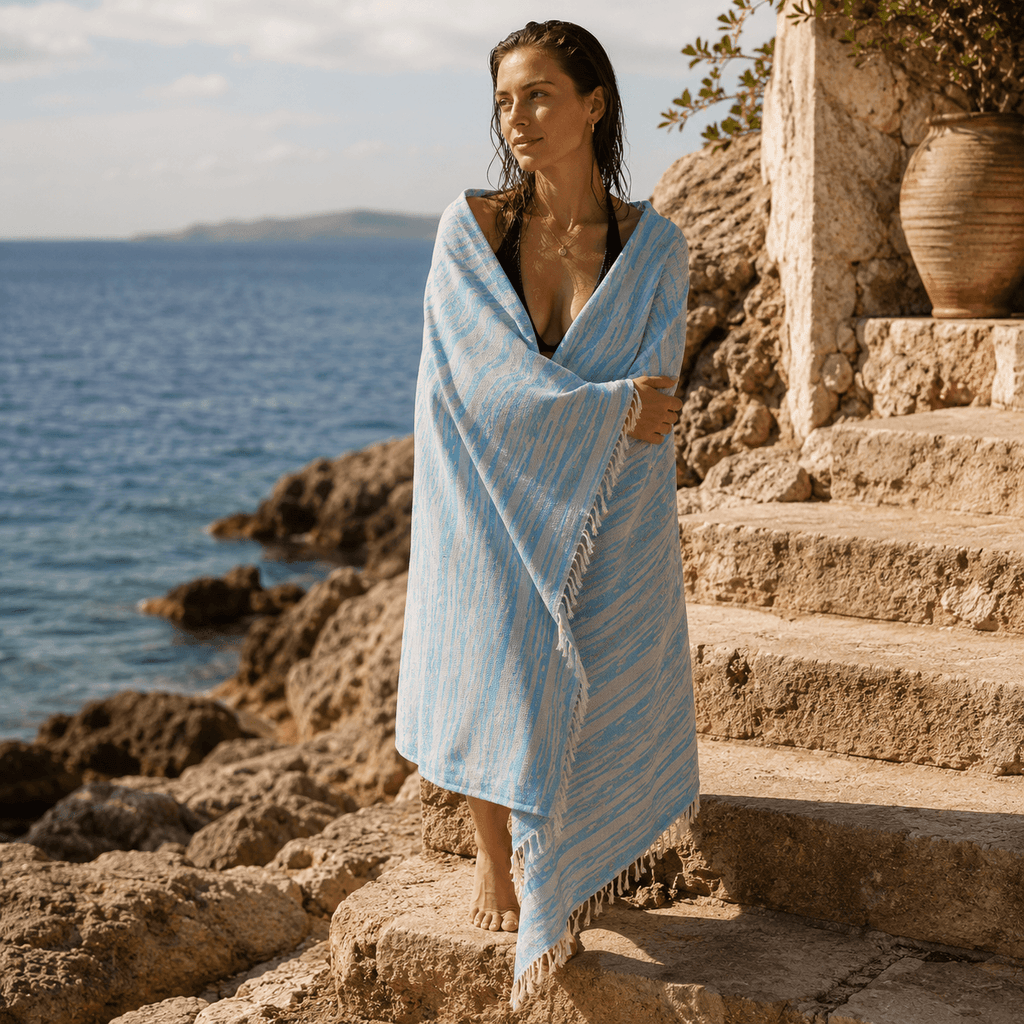 Coastal Current Premium Jacquard Peshtemal OEKO-TEX® Beach Towel