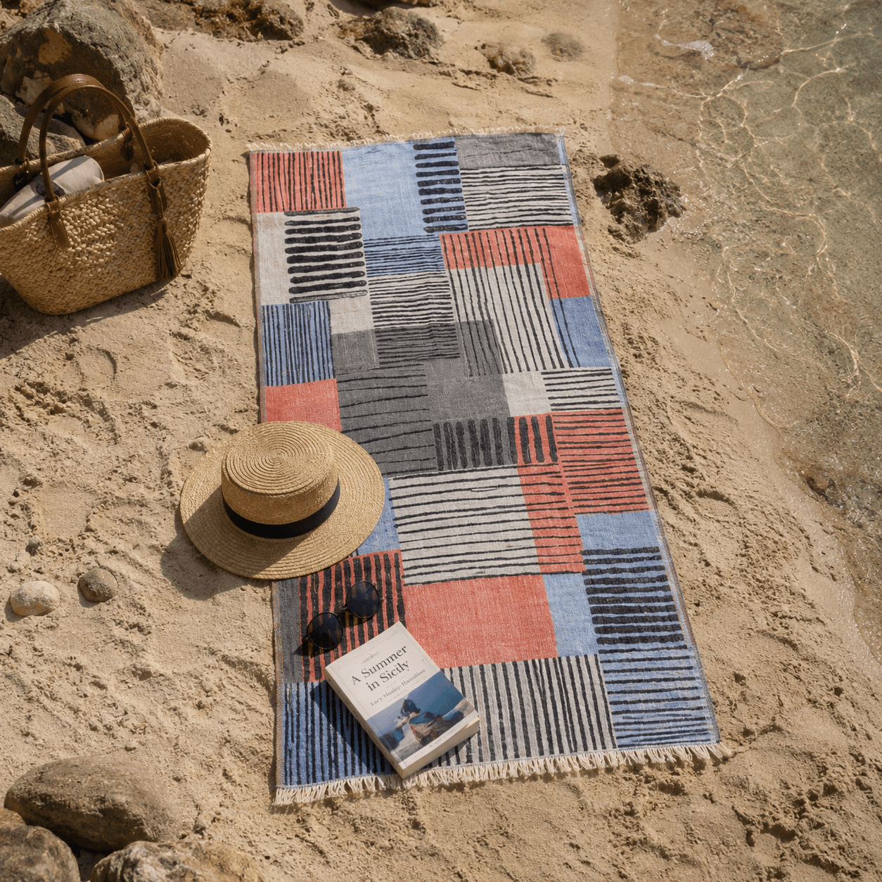 Modern Mosaic Premium Jacquard Peshtemal OEKO-TEX® Beach Towel
