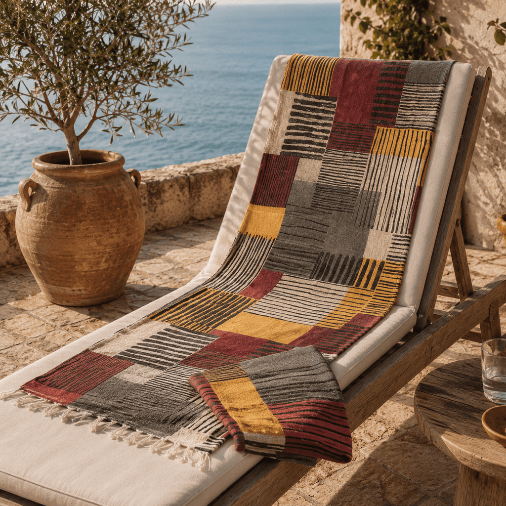 Modern Mosaic Premium Jacquard Peshtemal OEKO-TEX® Beach Towel