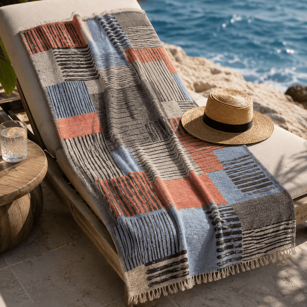 Modern Mosaic Premium Jacquard Peshtemal OEKO-TEX® Beach Towel