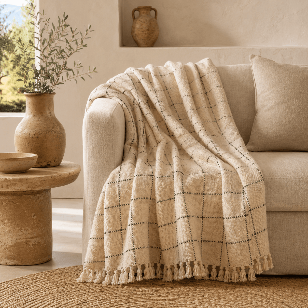 The Windowpane Cotton Blanket & Bed Throw
