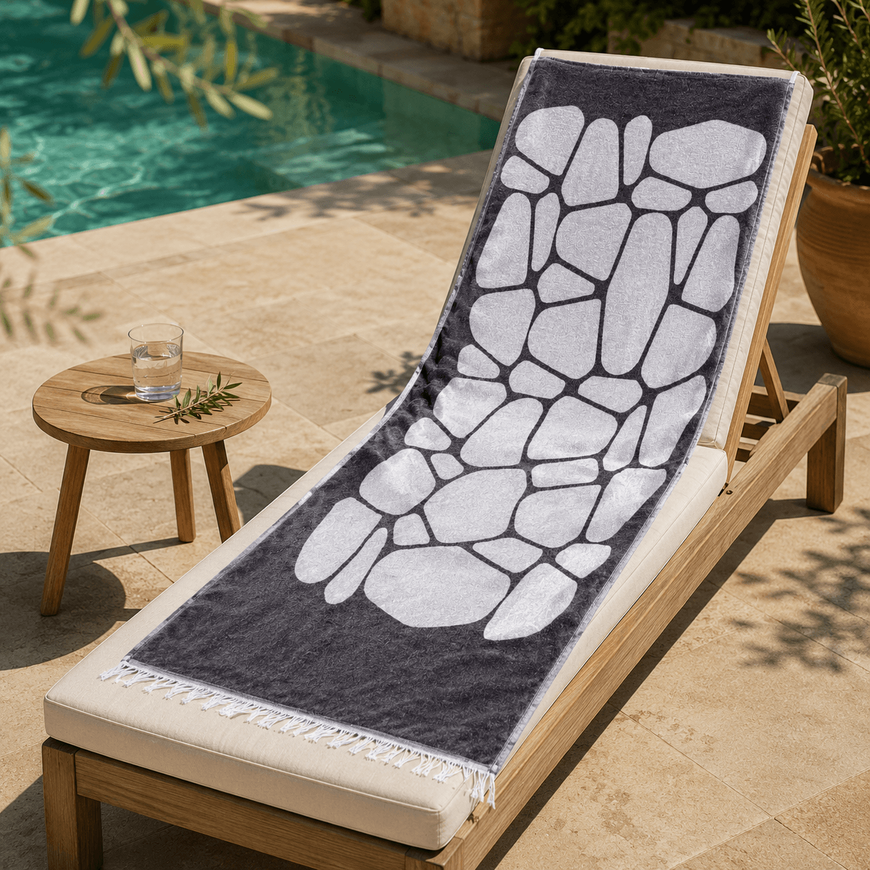 Cove Stone Premium Jacquard Peshtemall OEKO-TEX® Beach Towel