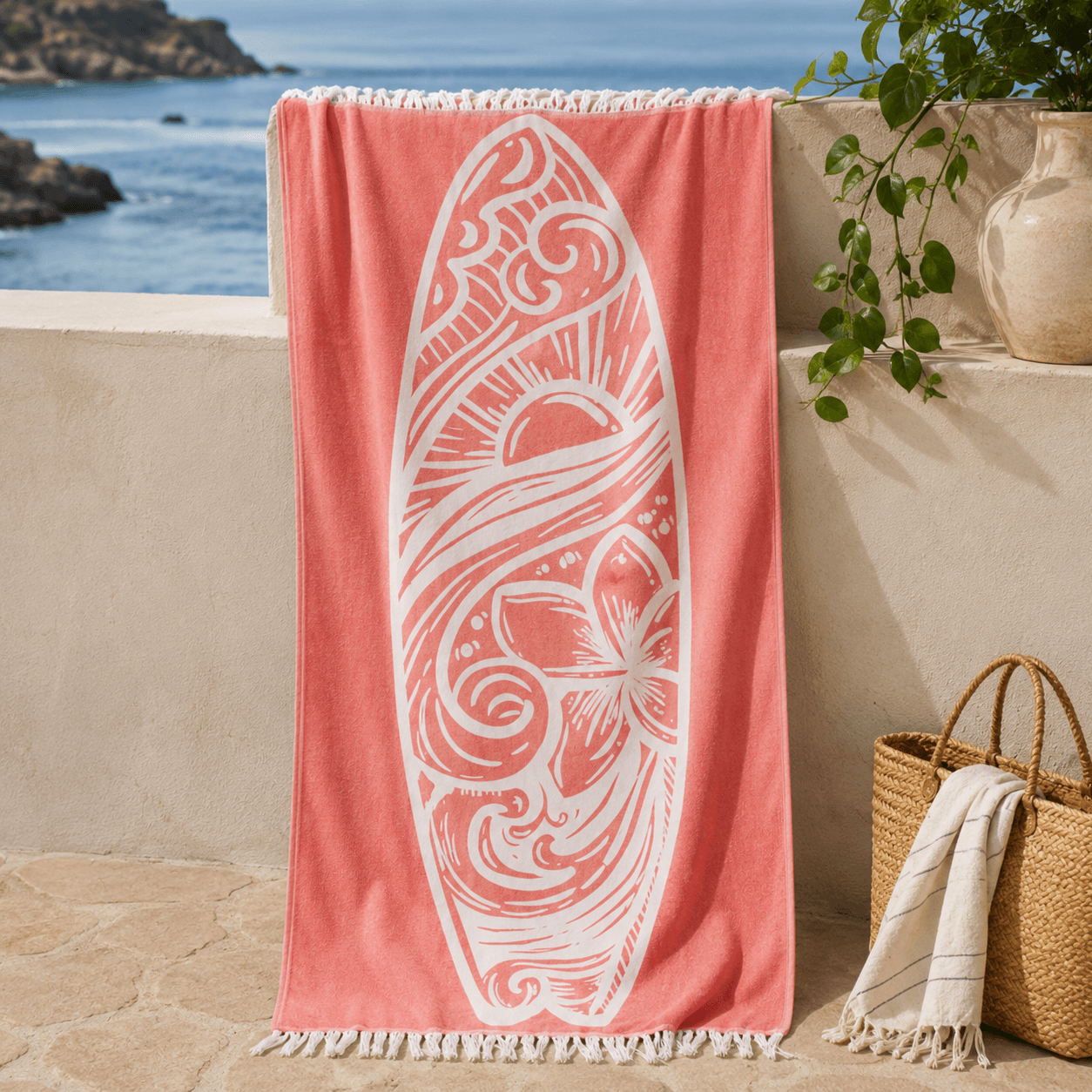 Tidal Surf Premium Jacquard Peshtemal OEKO-TEX® Beach Towel