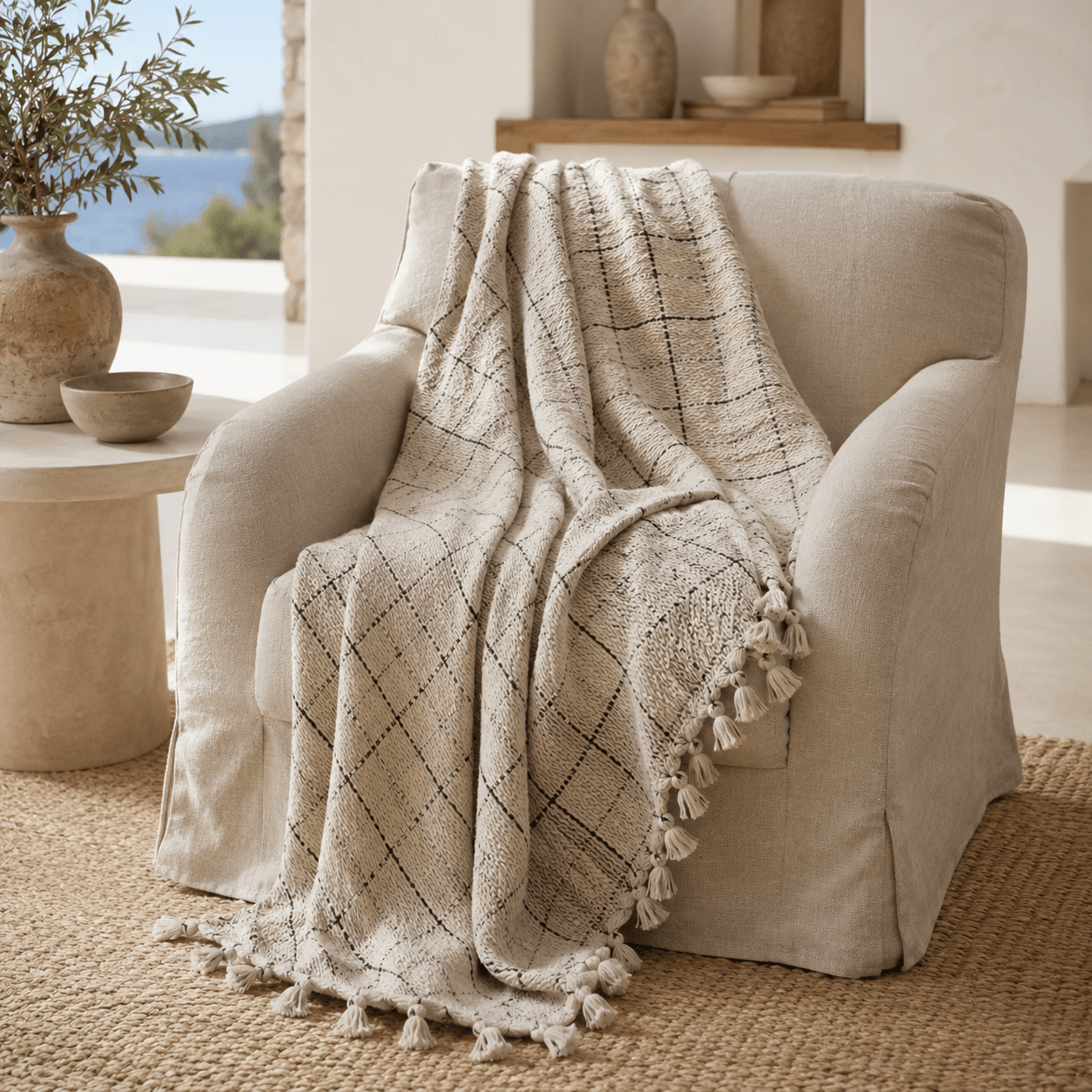 The Quiet Cotton Bed Throw Moroccan Diamond