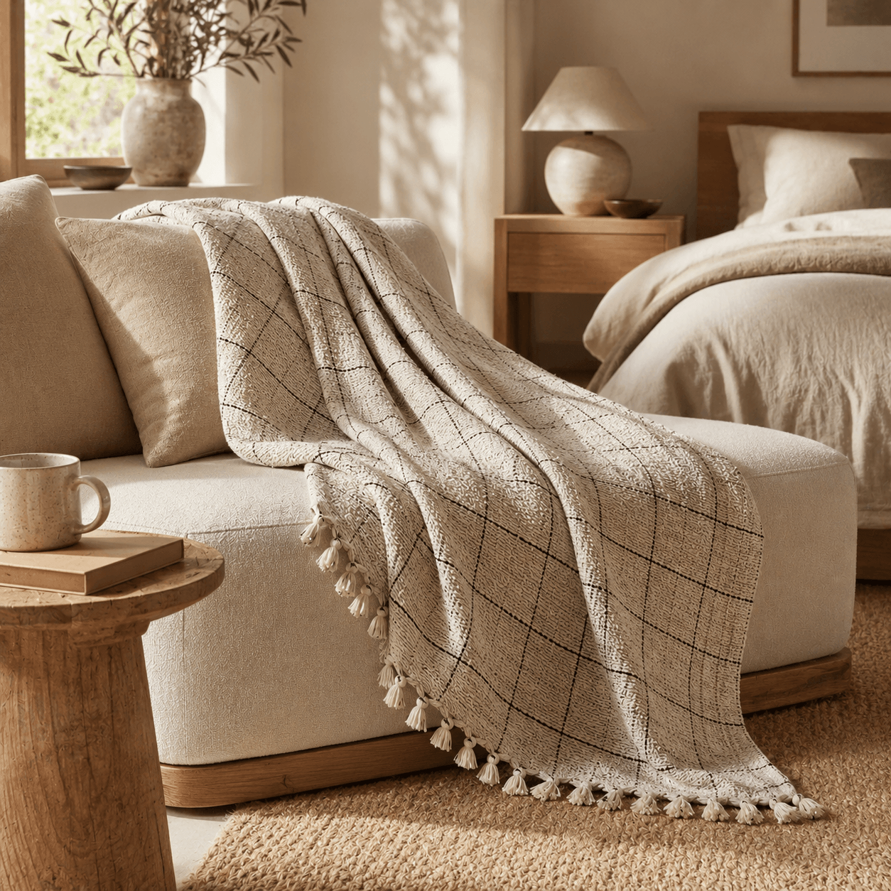 The Quiet Cotton Bed Throw Moroccan Diamond