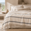 The Quiet Stripe Cotton Blanket & Throw White