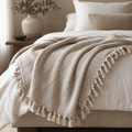 The Herringbone Cotton Blanket & Bed Throw Ice Grey
