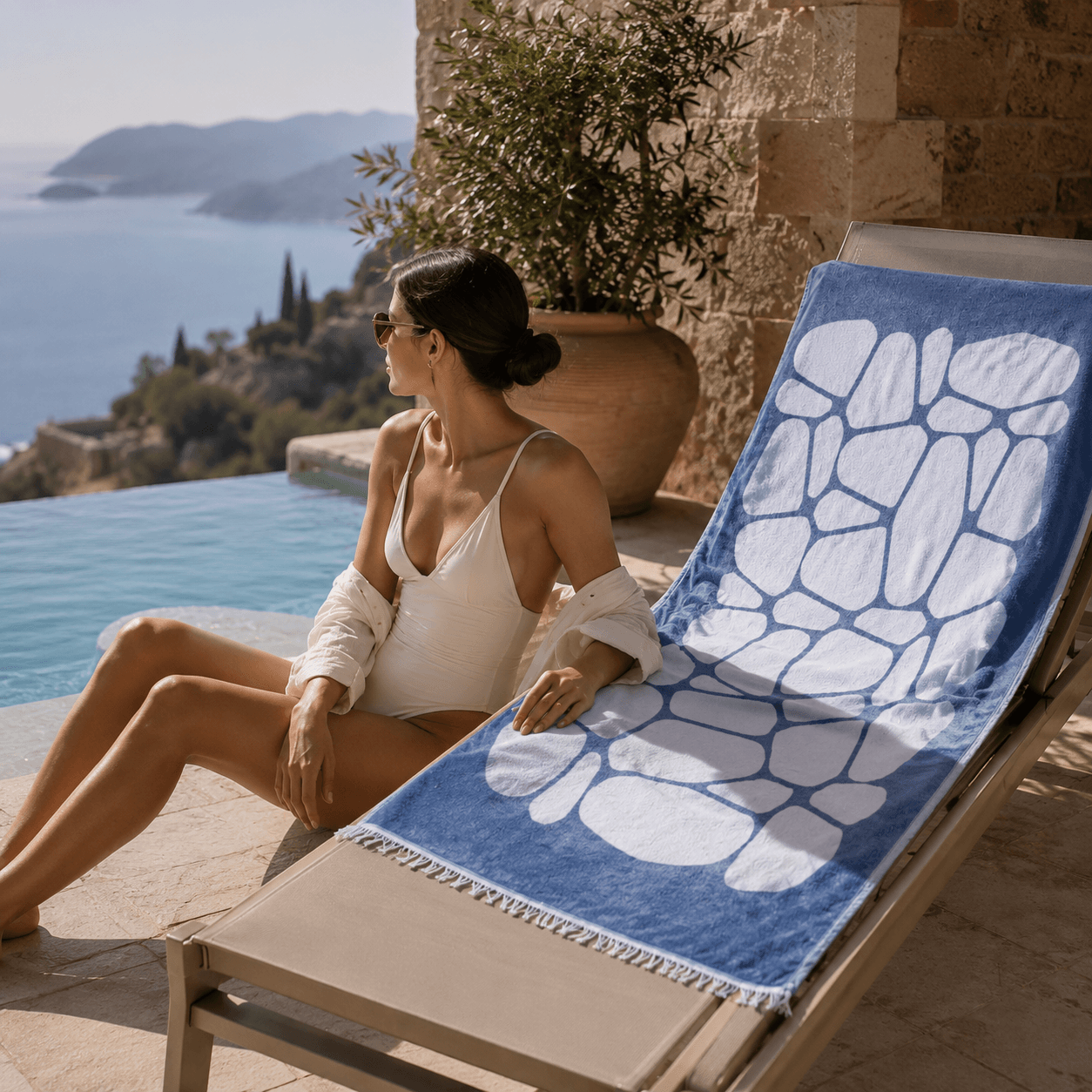 Cove Stone Premium Jacquard Peshtemall OEKO-TEX® Beach Towel