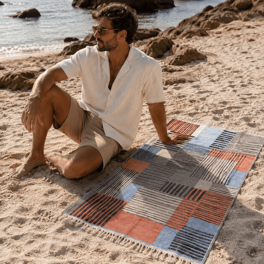 Modern Mosaic Premium Jacquard Peshtemal OEKO-TEX® Beach Towel