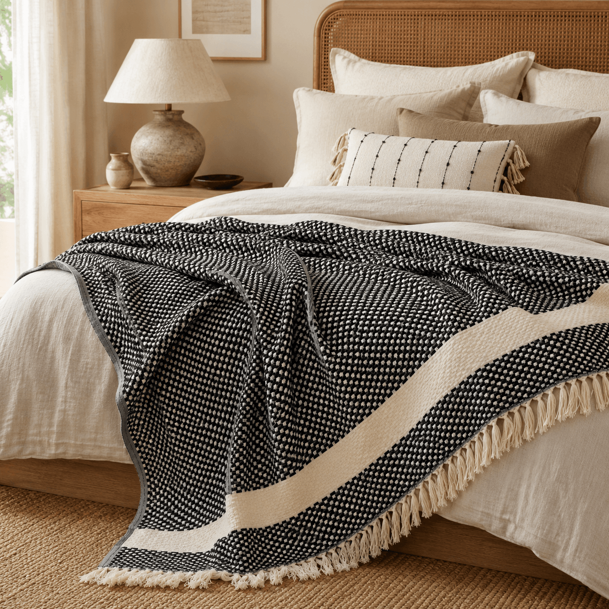 The Diamond Cotton Blanket Coral