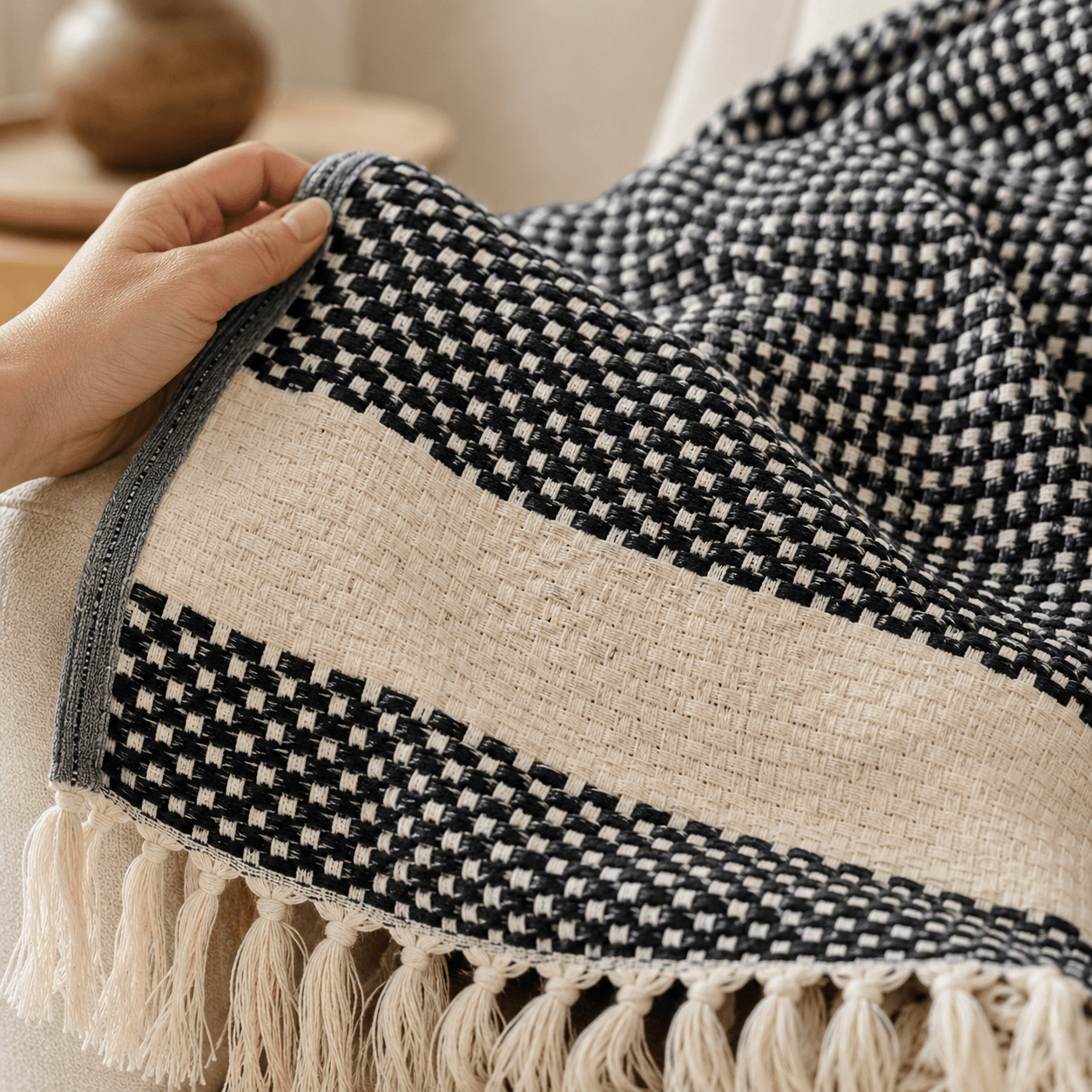 The Diamond Cotton Bed Throw Coral