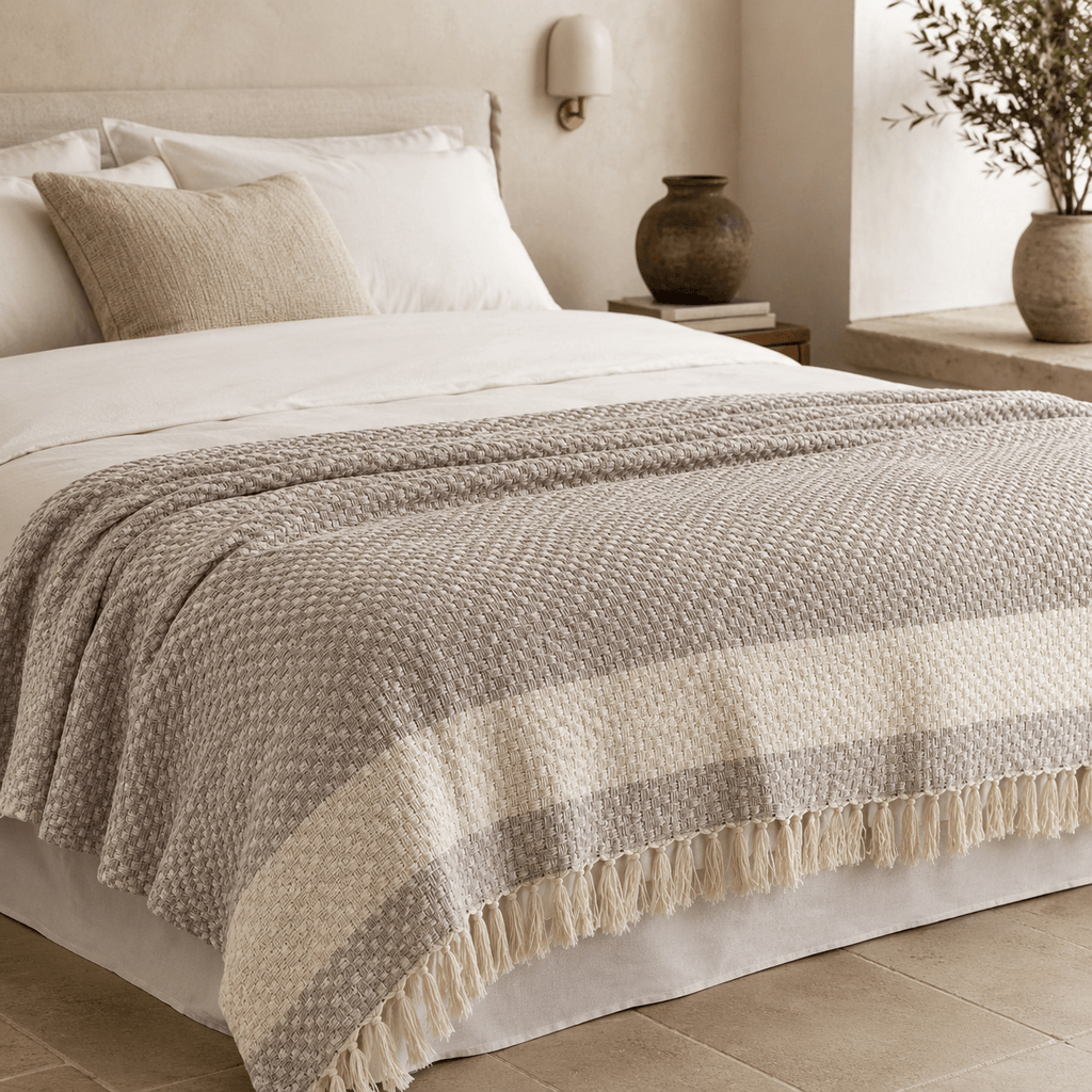 The Diamond Cotton Blanket Ivory