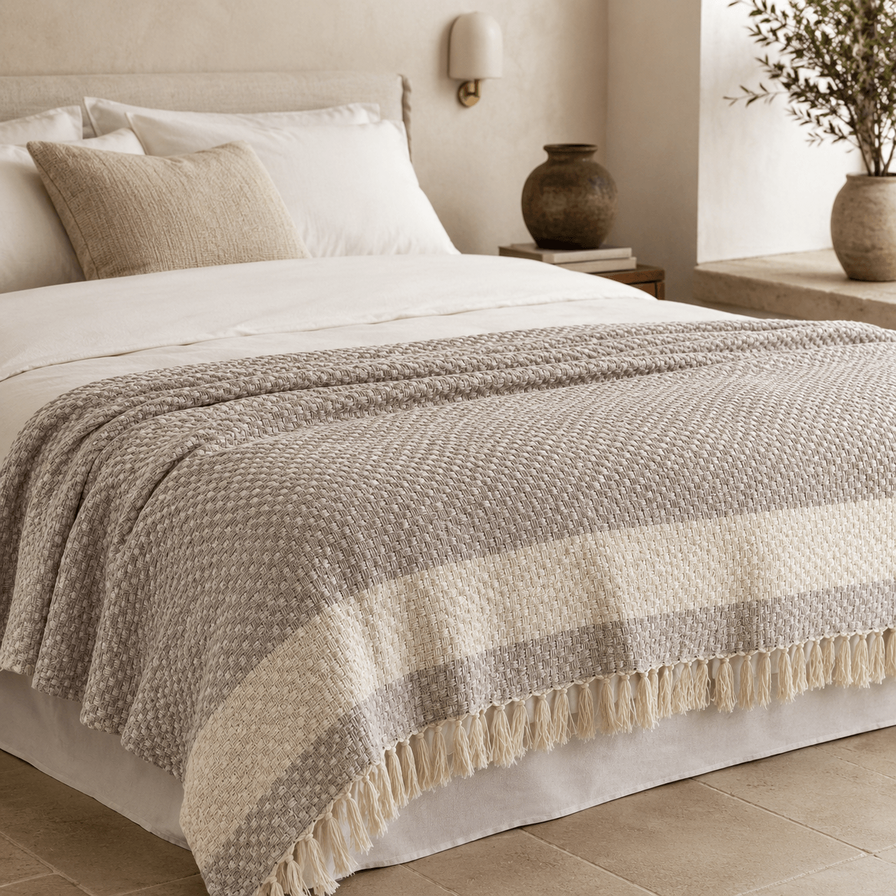 The Diamond Cotton Blanket Ivory
