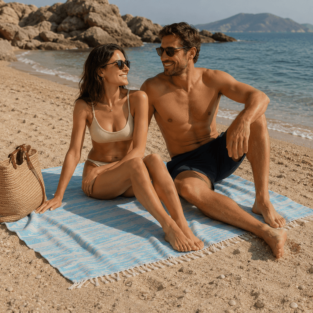 Coastal Current Premium Jacquard Peshtemal OEKO-TEX® Beach Towel