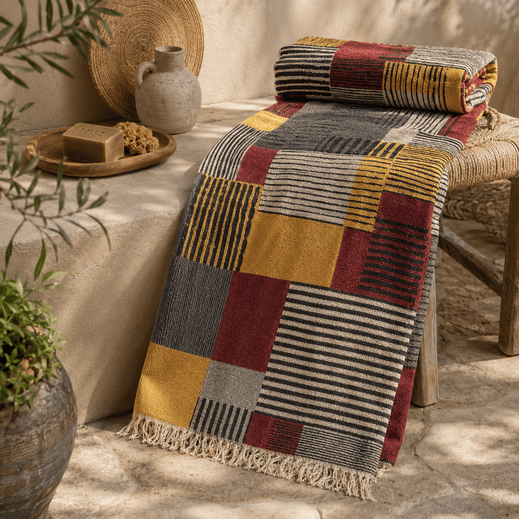 Modern Mosaic Premium Jacquard Peshtemal OEKO-TEX® Beach Towel