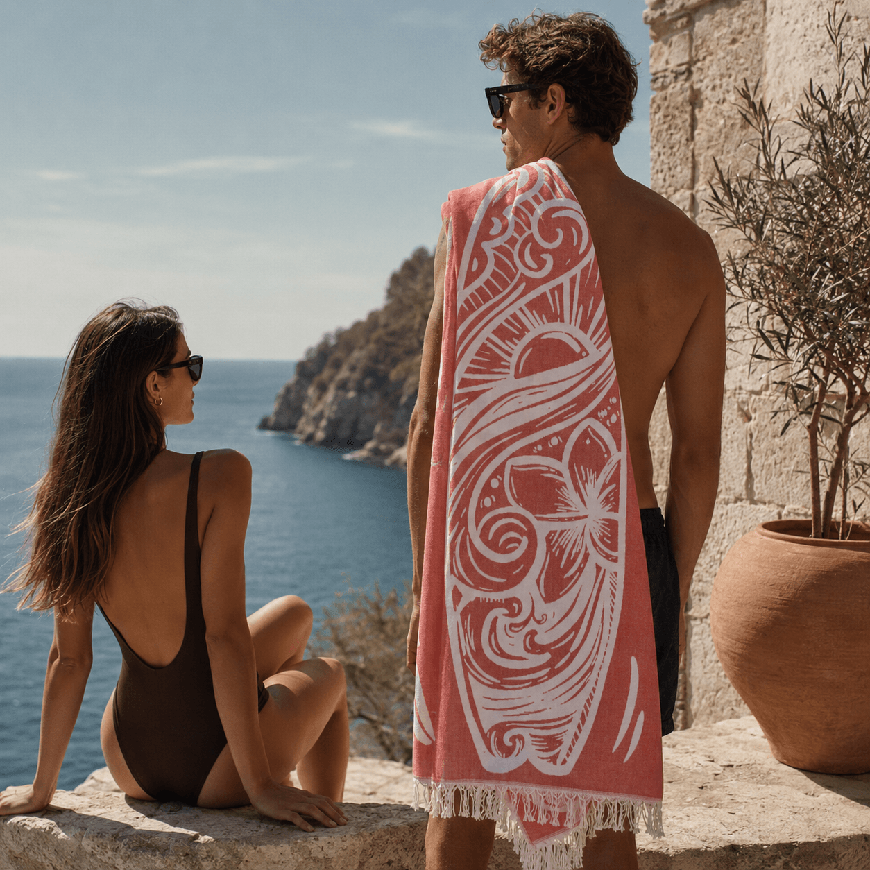 Tidal Surf Premium Jacquard Peshtemal OEKO-TEX® Beach Towel
