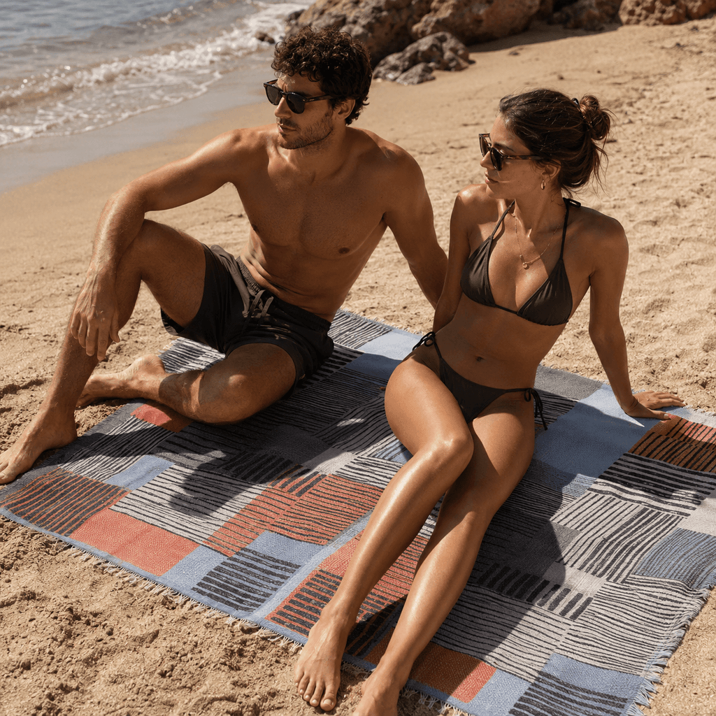 Modern Mosaic Premium Jacquard Peshtemal OEKO-TEX® Beach Towel