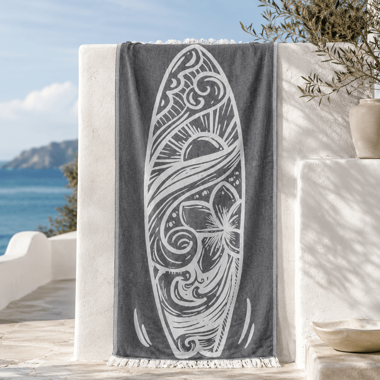 Tidal Surf Premium Jacquard Peshtemal OEKO-TEX® Beach Towel