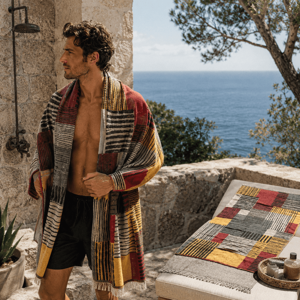 Modern Mosaic Premium Jacquard Peshtemal OEKO-TEX® Beach Towel