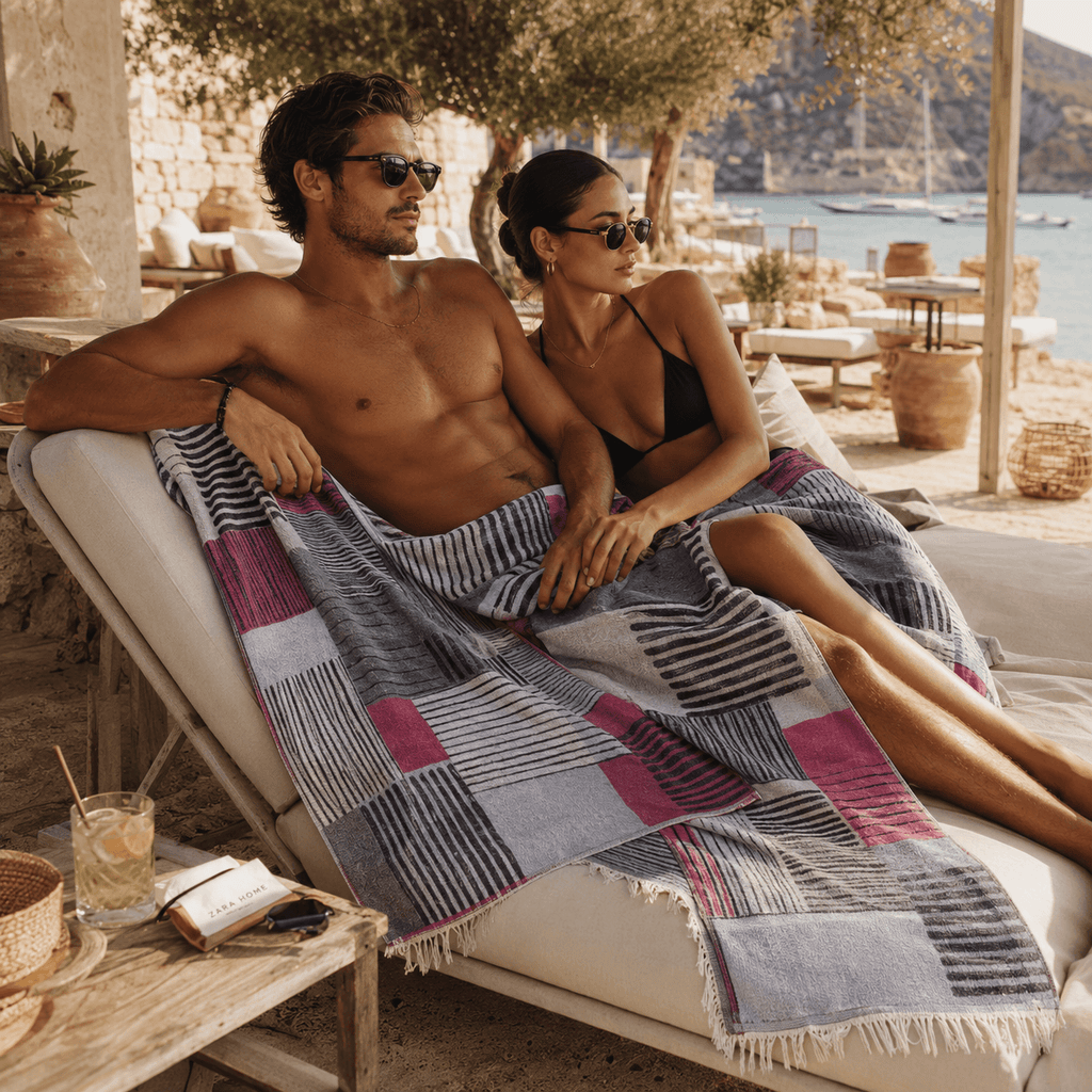 Modern Mosaic Premium Jacquard Peshtemal OEKO-TEX® Beach Towel