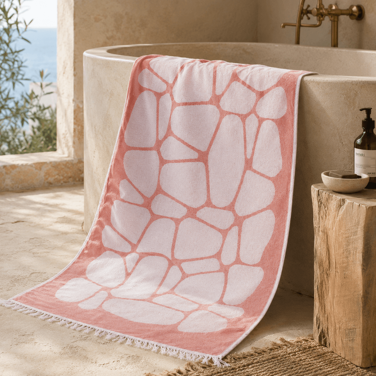 Cove Stone Premium Jacquard Peshtemall OEKO-TEX® Beach Towel