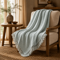 The Avena Cotton Bed Throw Mist Blue