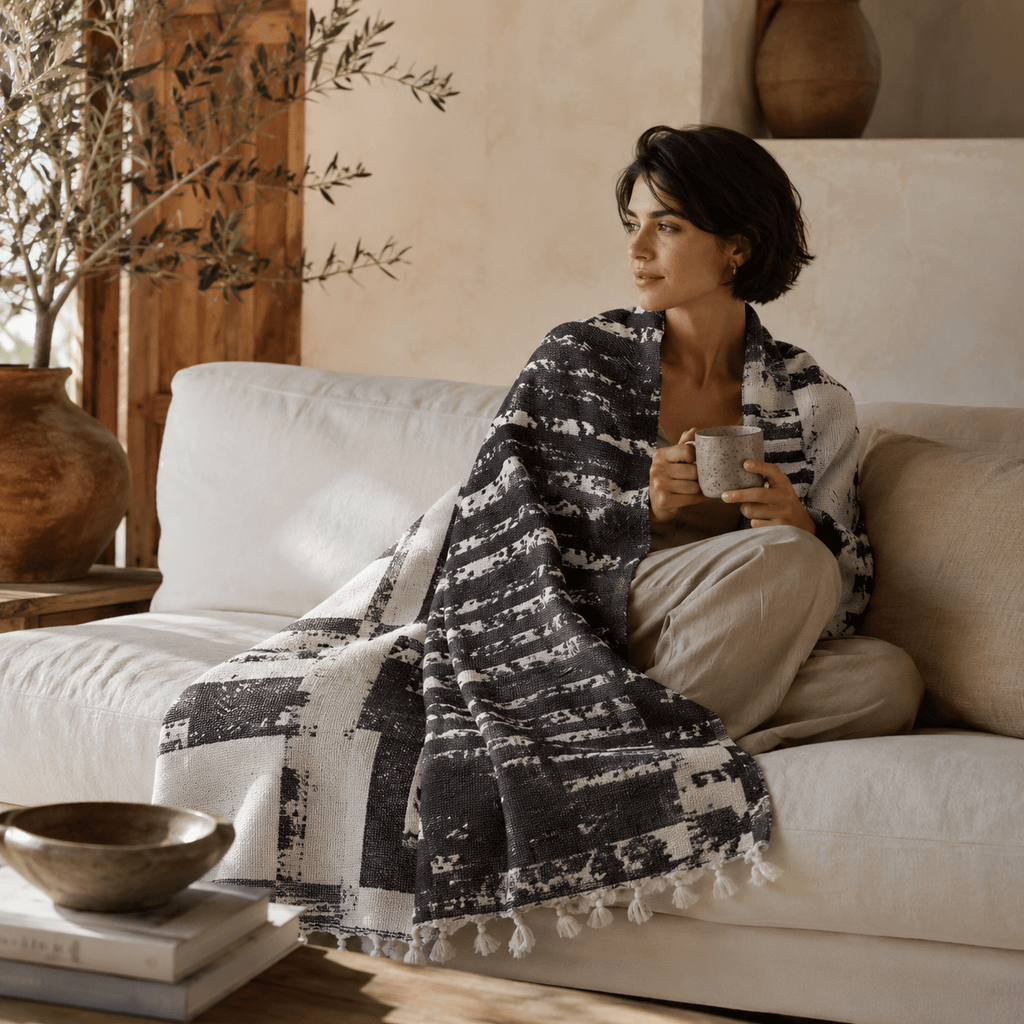 Noir Canvas Jacquard OEKO-TEX® Certified Bed Throw