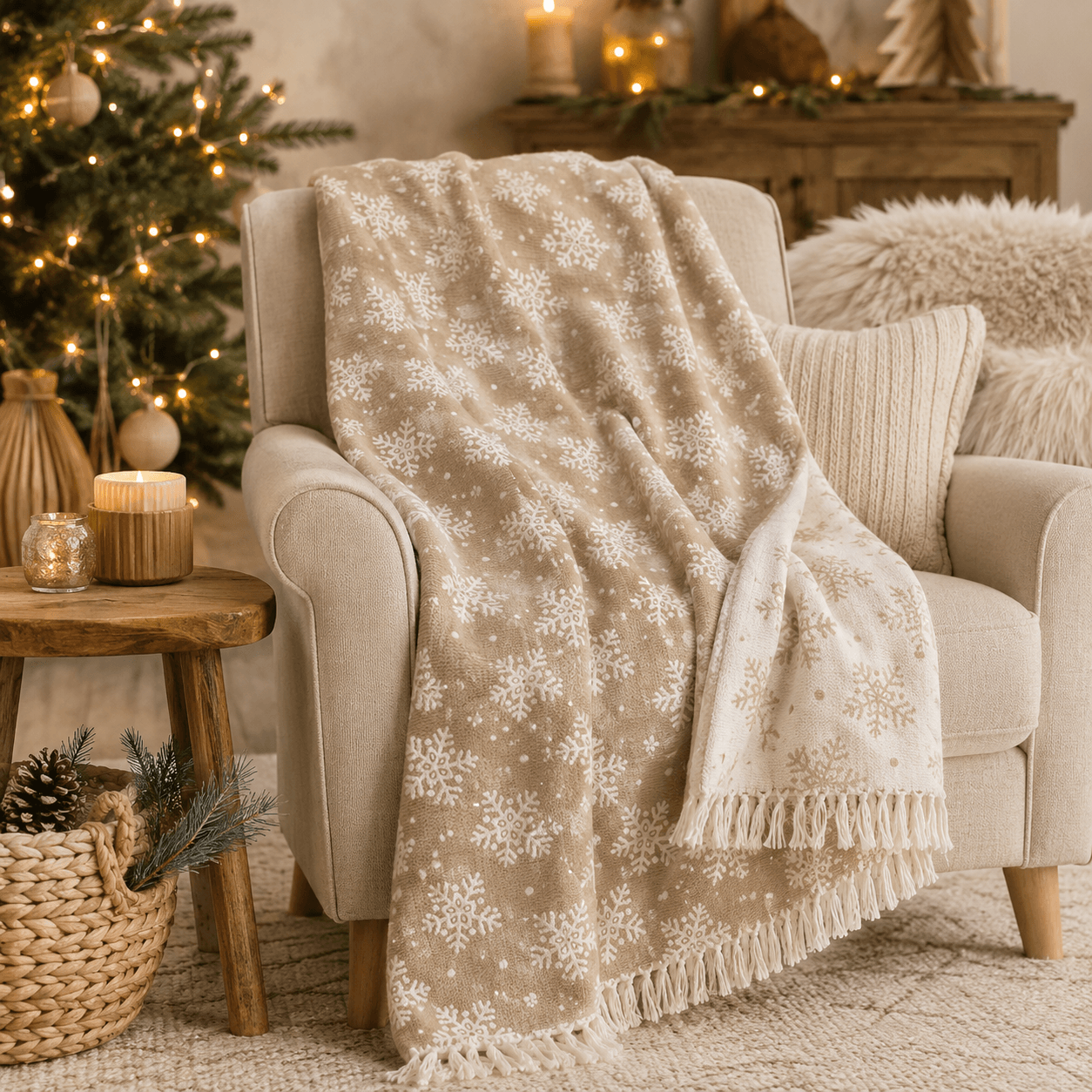 Eira Snowflake Jacquared OEKO-TEX® Certified Bed Throw