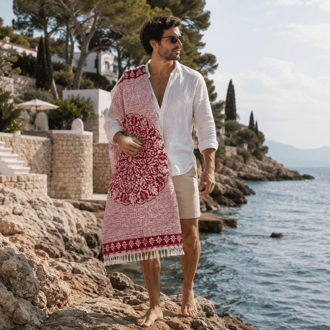 Anatolian Rosette Premium Jacquard Peshtemal OEKO-TEX® Beach Towel