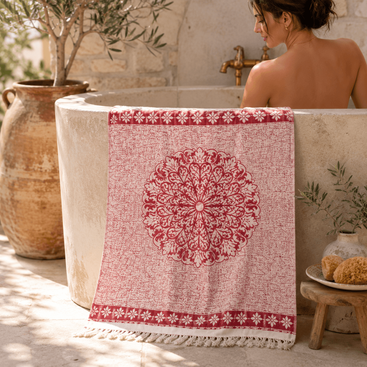Anatolian Rosette Premium Jacquard Peshtemal OEKO-TEX® Beach Towel