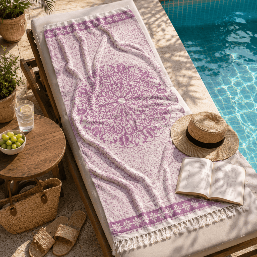Anatolian Rosette Premium Jacquard Peshtemal OEKO-TEX® Beach Towel