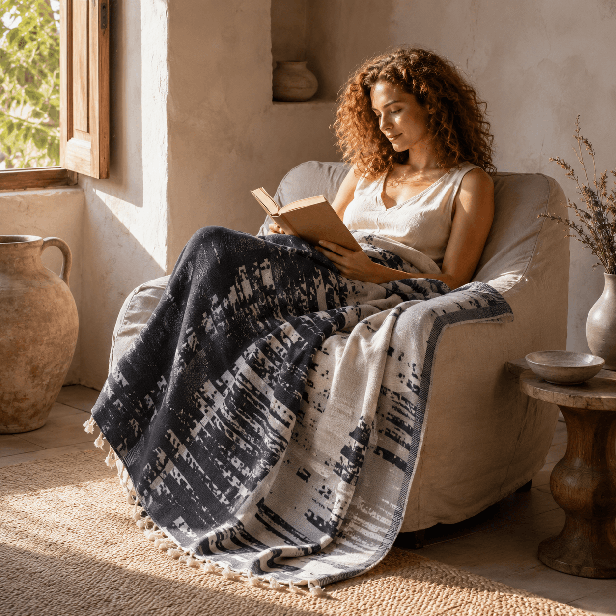Noir Canvas Jacquard OEKO-TEX® Certified Bed Throw