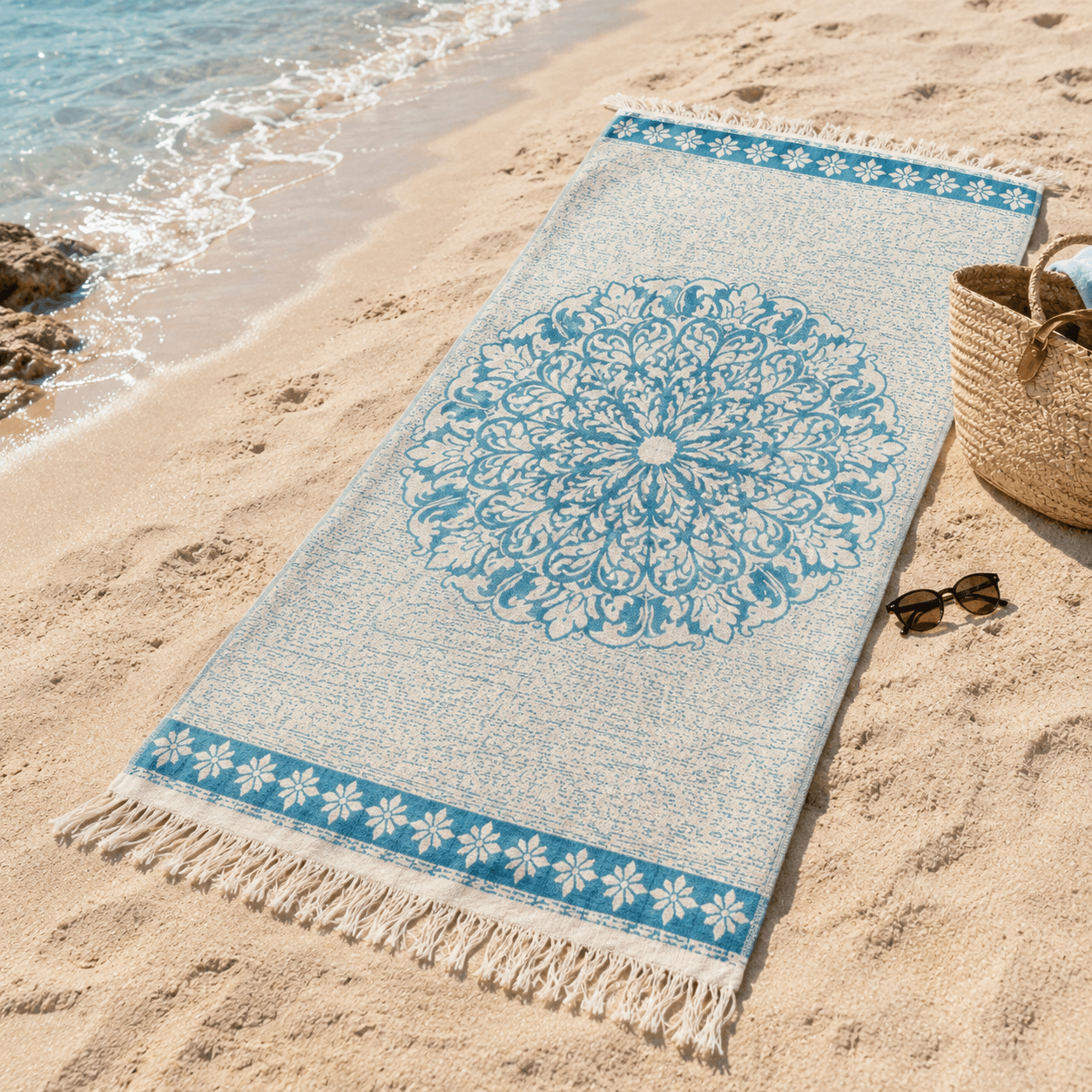 Anatolian Rosette Premium Jacquard Peshtemal OEKO-TEX® Beach Towel