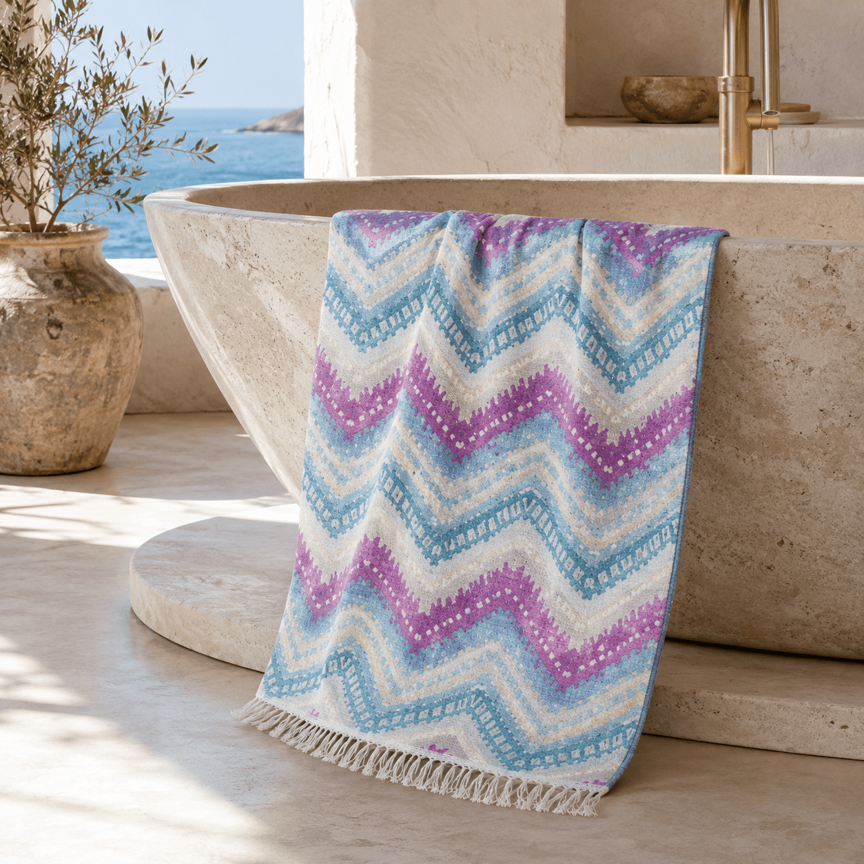 Aegean Weave Premium Jacquard Peshtemal OEKO-TEX® Beach Towel
