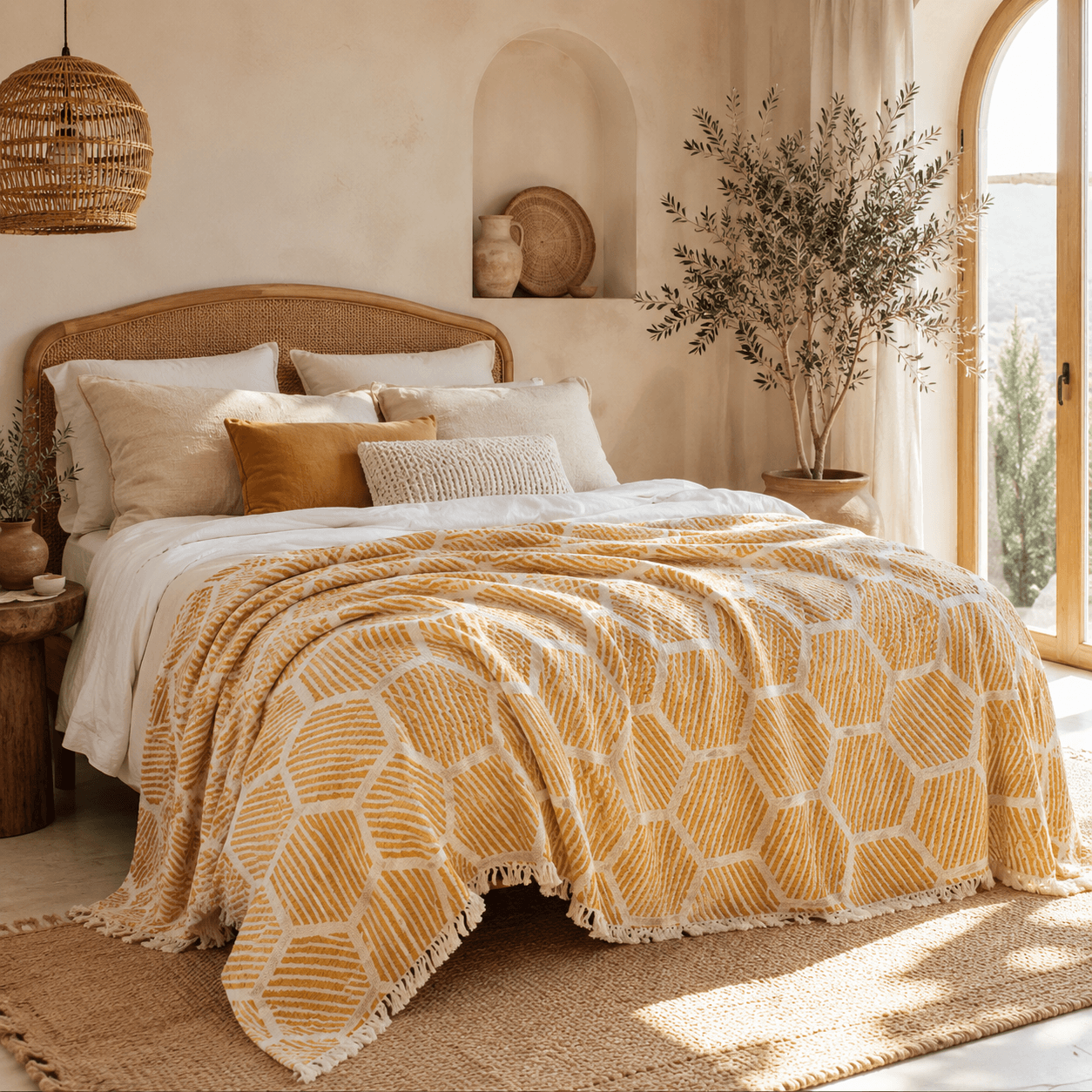 Knidos Jacquared OEKO-TEX® Certified Bed Throw