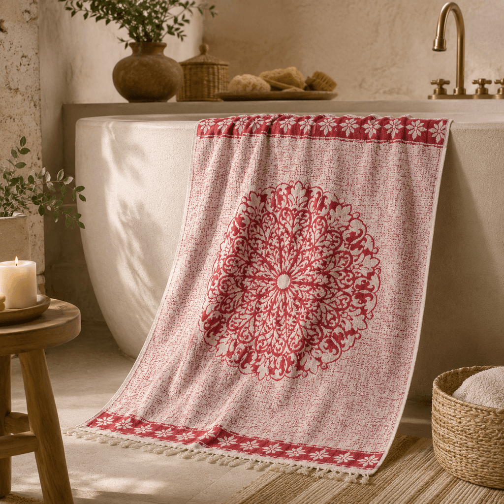 Anatolian Rosette Premium Jacquard Peshtemal OEKO-TEX® Beach Towel