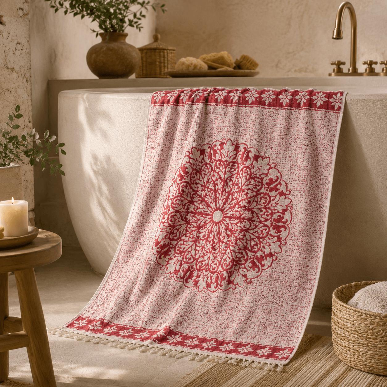 Anatolian Rosette Premium Jacquard Peshtemal OEKO-TEX® Beach Towel