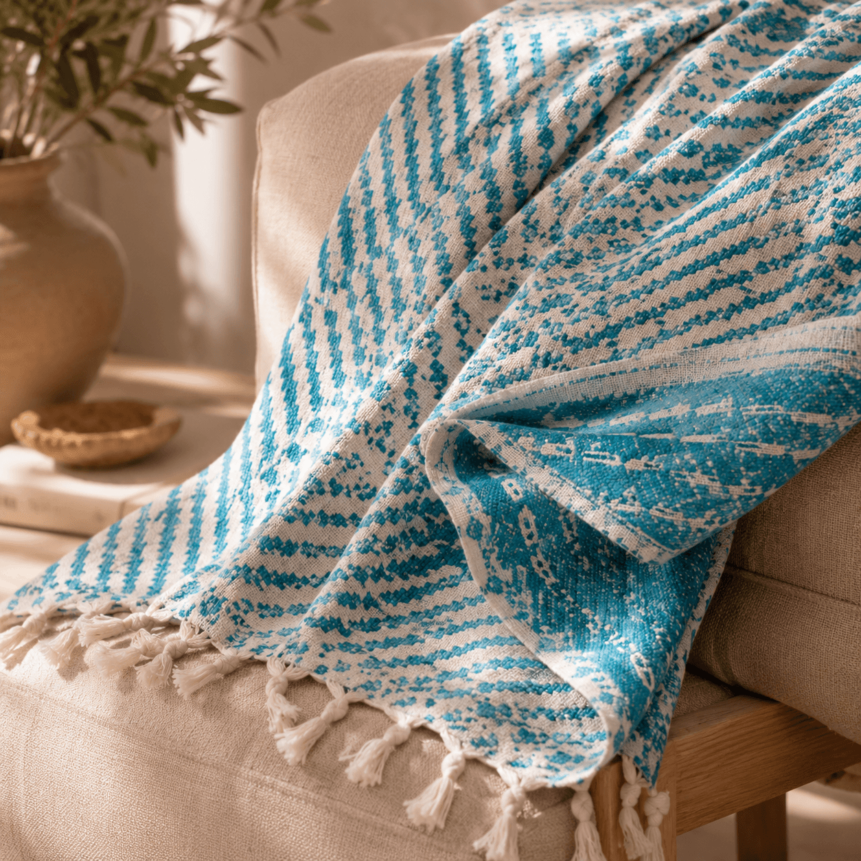 Thalassa Jacquared OEKO-TEX® Certified Bed Throw