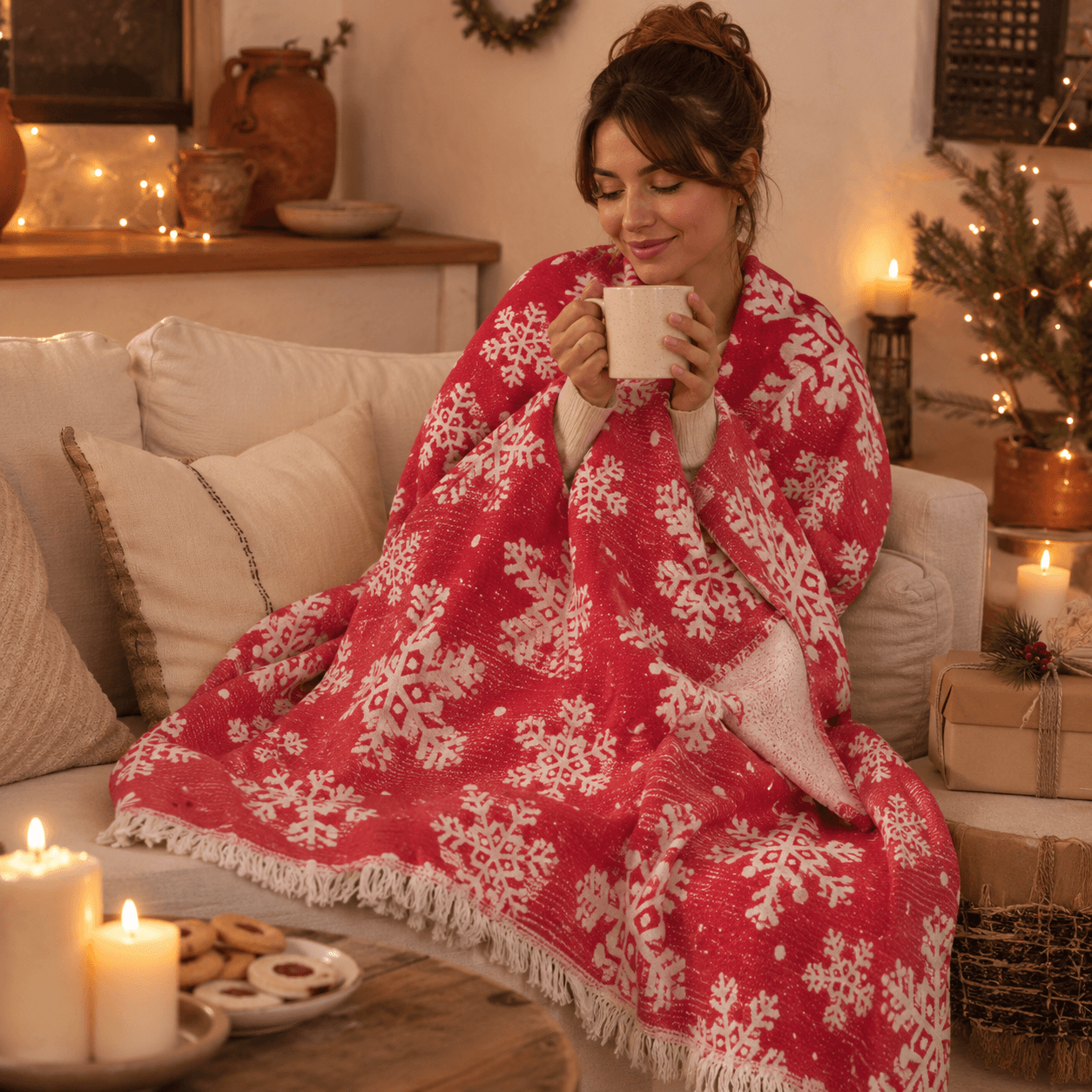 Eira Snowflake Jacquared OEKO-TEX® Certified Bed Throw
